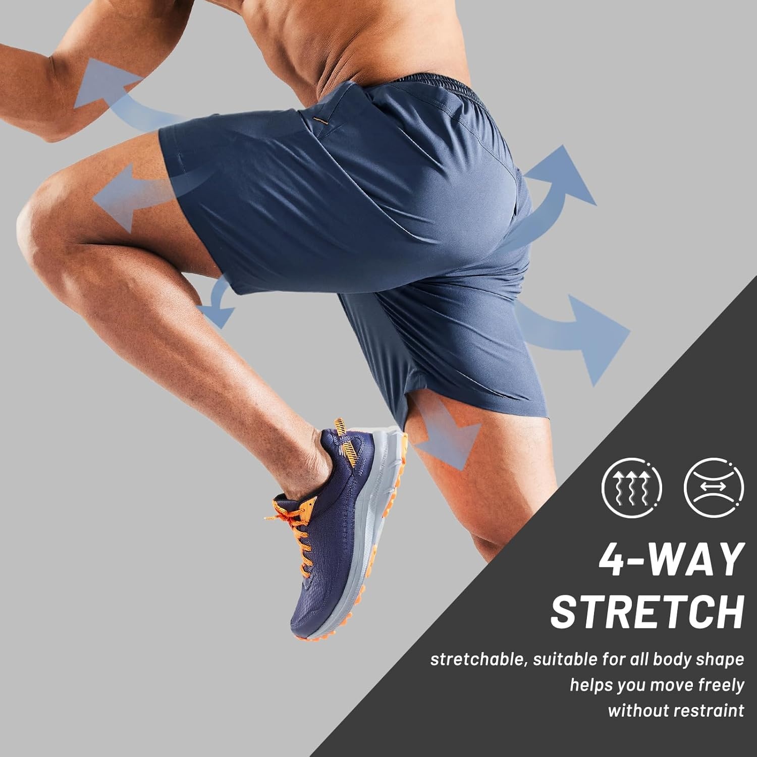image:imageMIER Mens Quick Dry Running Shorts with Zipper Pocket Elastic Waist Athletic Workout Exercise ShortsDeep Blue