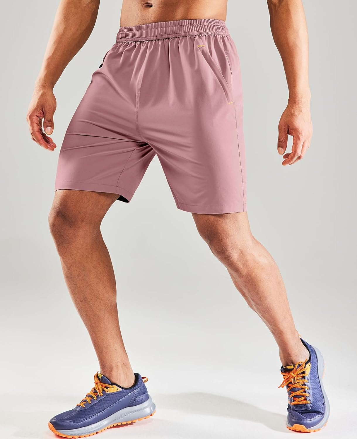 image:imageMIER Mens Quick Dry Running Shorts with Zipper Pocket Elastic Waist Athletic Workout Exercise ShortsDusty Pink