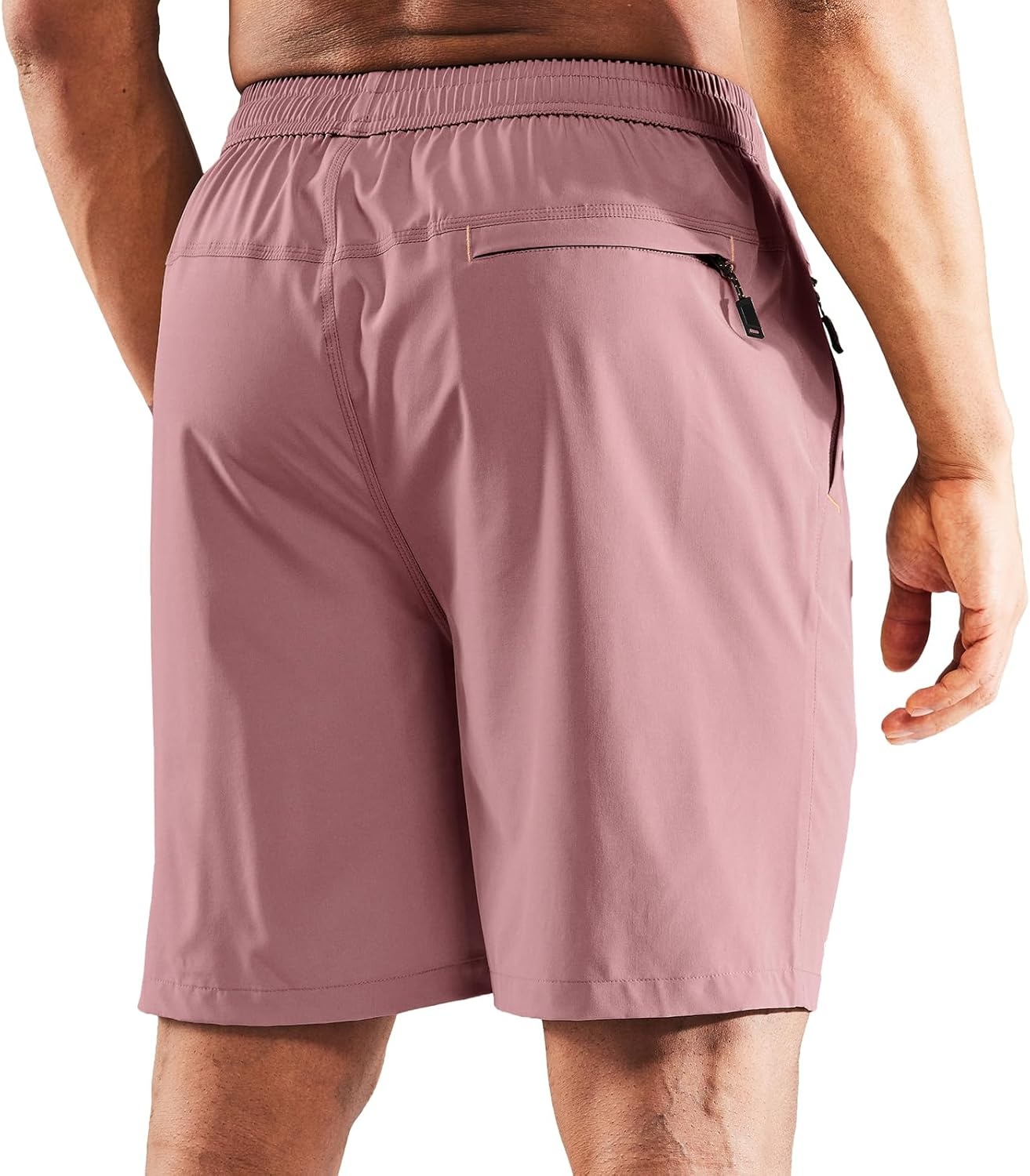 image:imageMIER Mens Quick Dry Running Shorts with Zipper Pocket Elastic Waist Athletic Workout Exercise ShortsDusty Pink