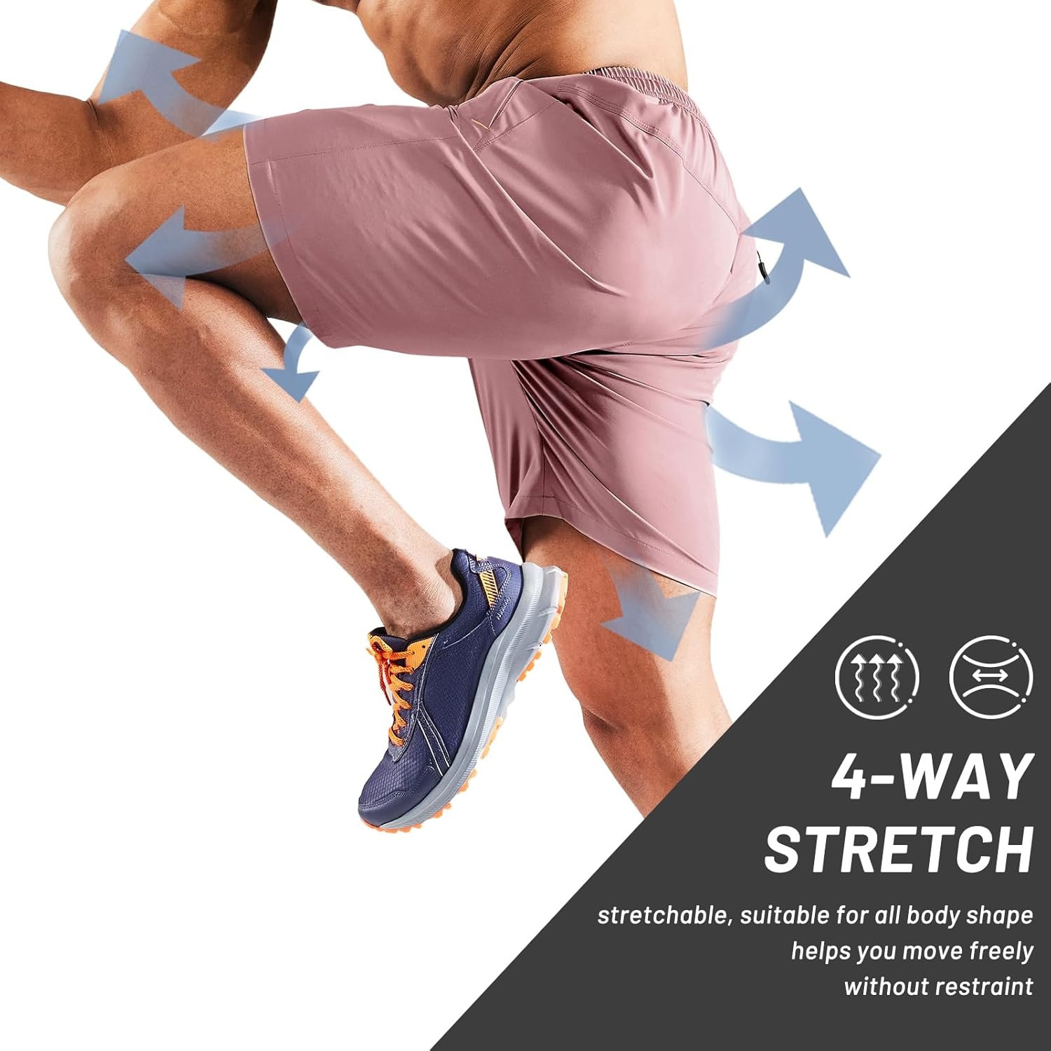 image:imageMIER Mens Quick Dry Running Shorts with Zipper Pocket Elastic Waist Athletic Workout Exercise ShortsDusty Pink