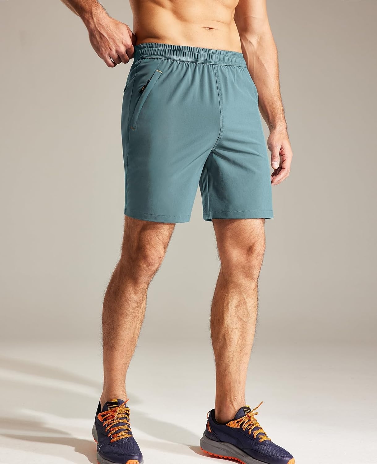 image:imageMIER Mens Quick Dry Running Shorts with Zipper Pocket Elastic Waist Athletic Workout Exercise ShortsGrey Blue