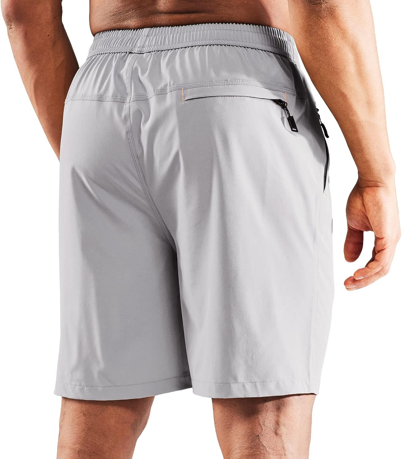 image:imageMIER Mens Quick Dry Running Shorts with Zipper Pocket Elastic Waist Athletic Workout Exercise ShortsLight Grey