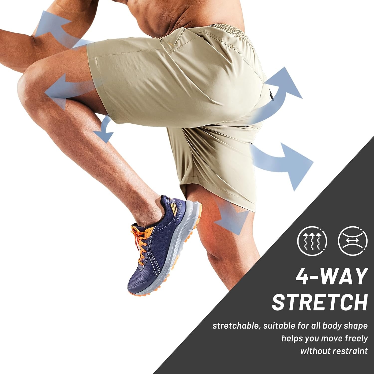 image:imageMIER Mens Quick Dry Running Shorts with Zipper Pocket Elastic Waist Athletic Workout Exercise ShortsLight Khaki