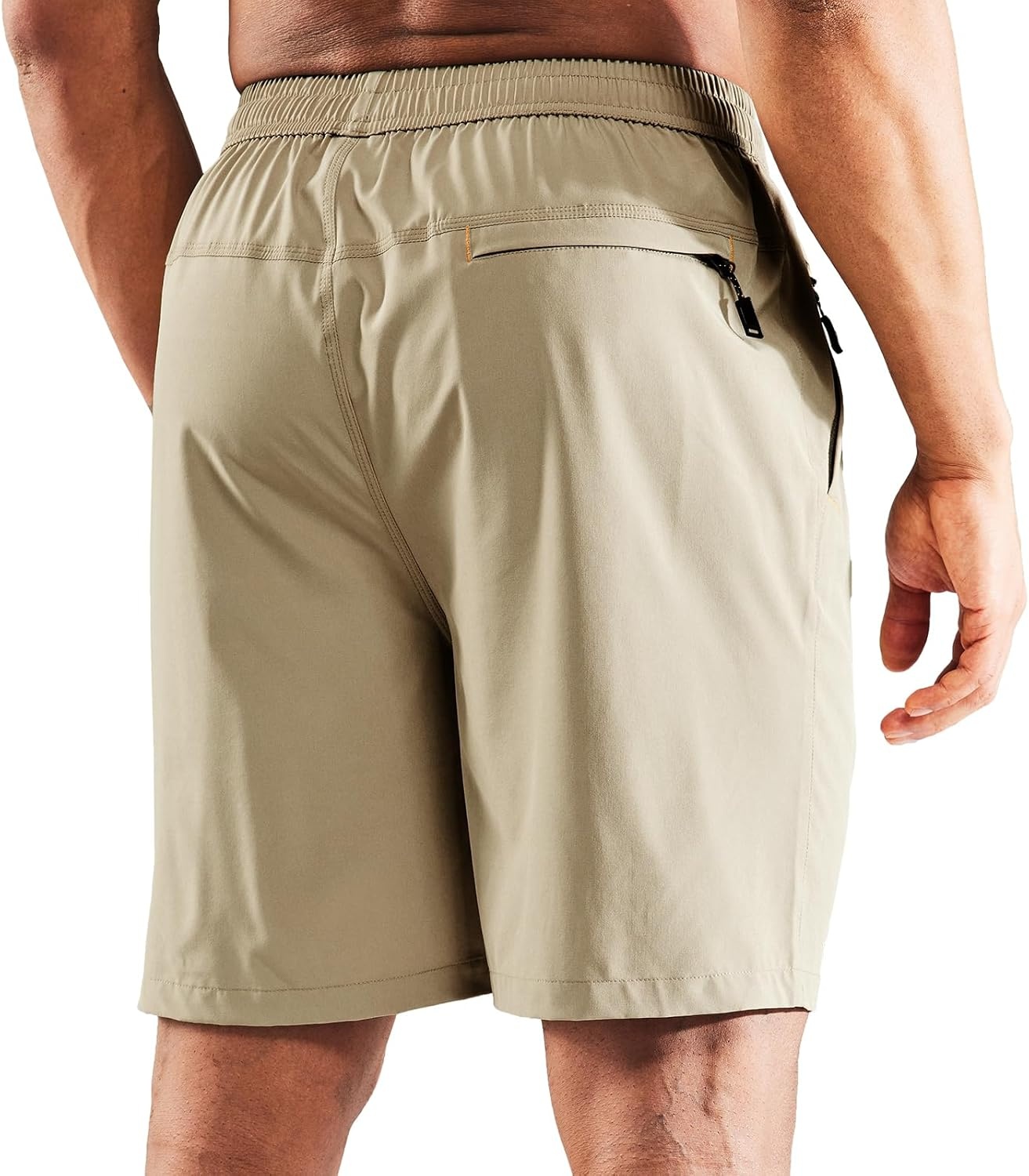 image:imageMIER Mens Quick Dry Running Shorts with Zipper Pocket Elastic Waist Athletic Workout Exercise ShortsLight Khaki