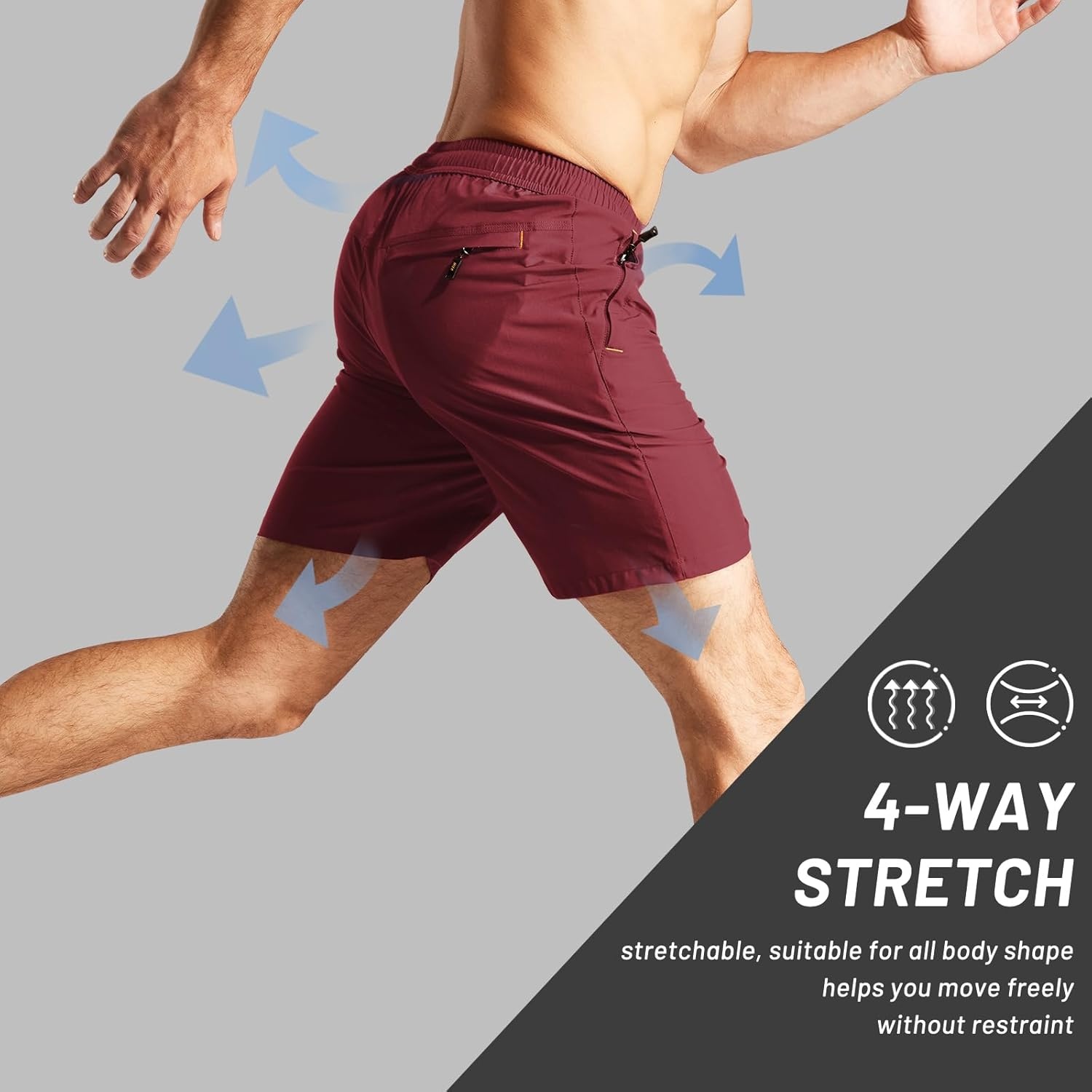 image:imageMIER Mens Quick Dry Running Shorts with Zipper Pocket Elastic Waist Athletic Workout Exercise ShortsMaroon