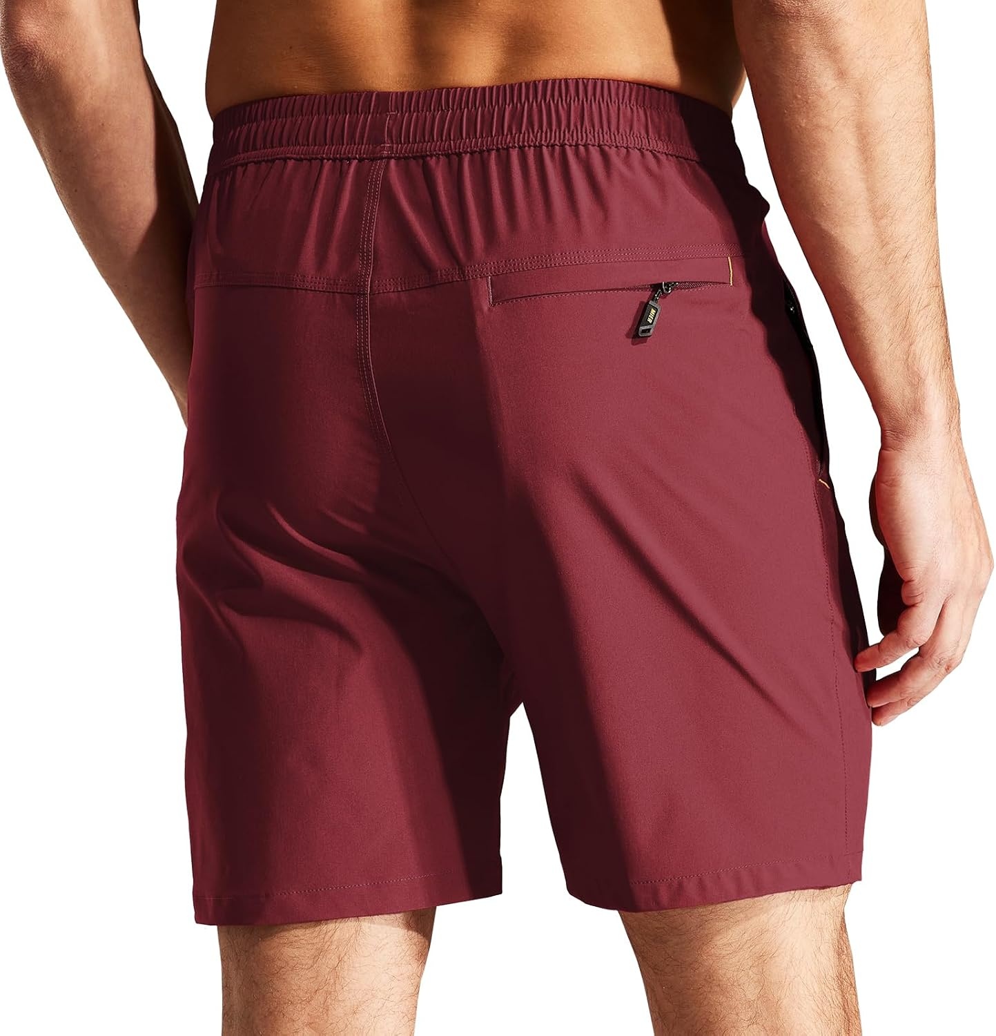 image:imageMIER Mens Quick Dry Running Shorts with Zipper Pocket Elastic Waist Athletic Workout Exercise ShortsMaroon