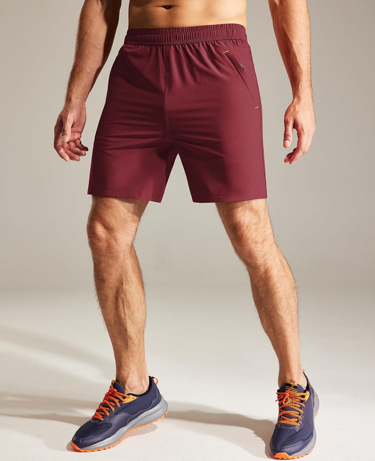 image:imageMIER Mens Quick Dry Running Shorts with Zipper Pocket Elastic Waist Athletic Workout Exercise ShortsMaroon