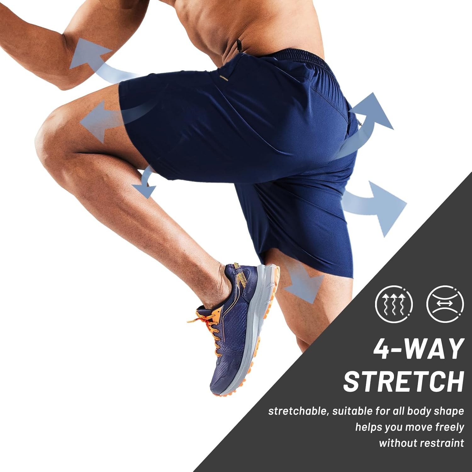 image:imageMIER Mens Quick Dry Running Shorts with Zipper Pocket Elastic Waist Athletic Workout Exercise ShortsNavy
