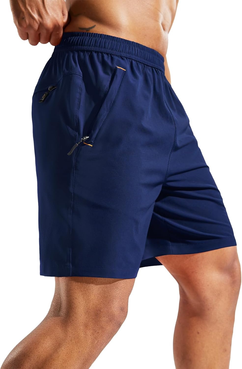 image:imageMIER Mens Quick Dry Running Shorts with Zipper Pocket Elastic Waist Athletic Workout Exercise ShortsNavy