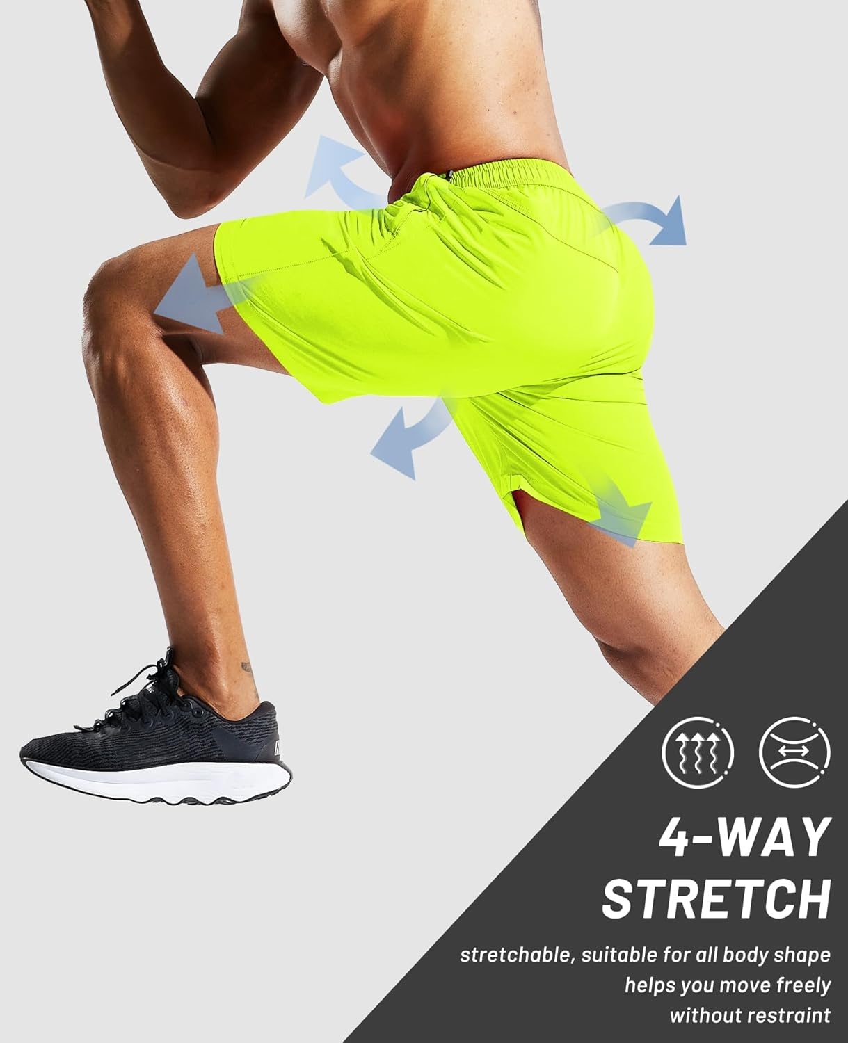 image:imageMIER Mens Quick Dry Running Shorts with Zipper Pocket Elastic Waist Athletic Workout Exercise ShortsNeon Green