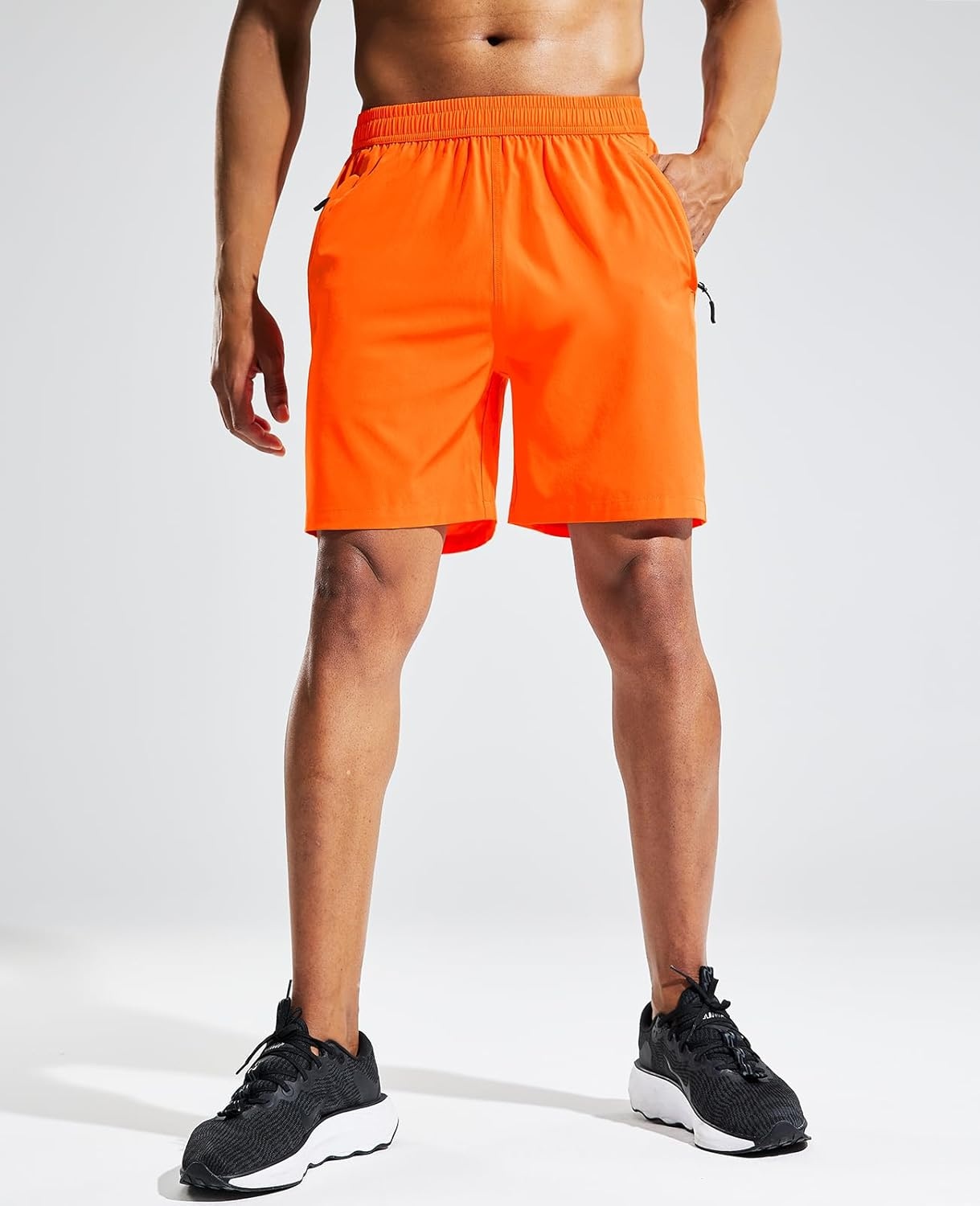 image:imageMIER Mens Quick Dry Running Shorts with Zipper Pocket Elastic Waist Athletic Workout Exercise ShortsOrange