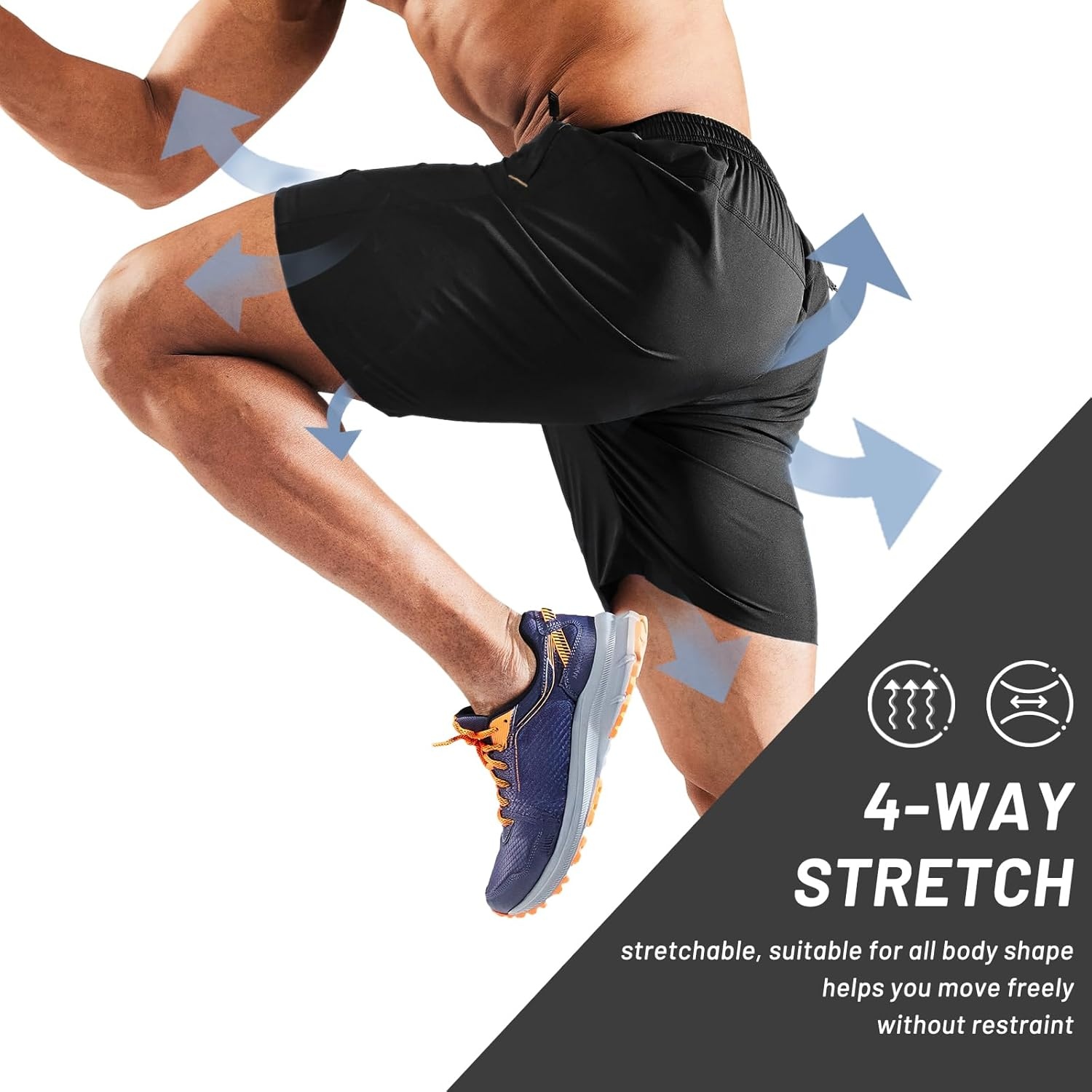 image:imageMIER Mens Quick Dry Running Shorts with Zipper Pocket Elastic Waist Athletic Workout Exercise ShortsPack Blackblack