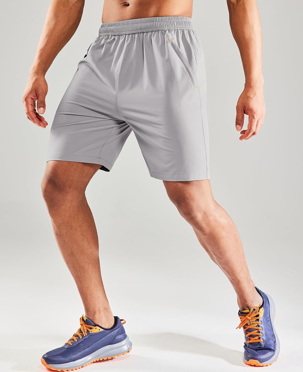 image:imageMIER Mens Quick Dry Running Shorts with Zipper Pocket Elastic Waist Athletic Workout Exercise ShortsPack Blacklight Grey
