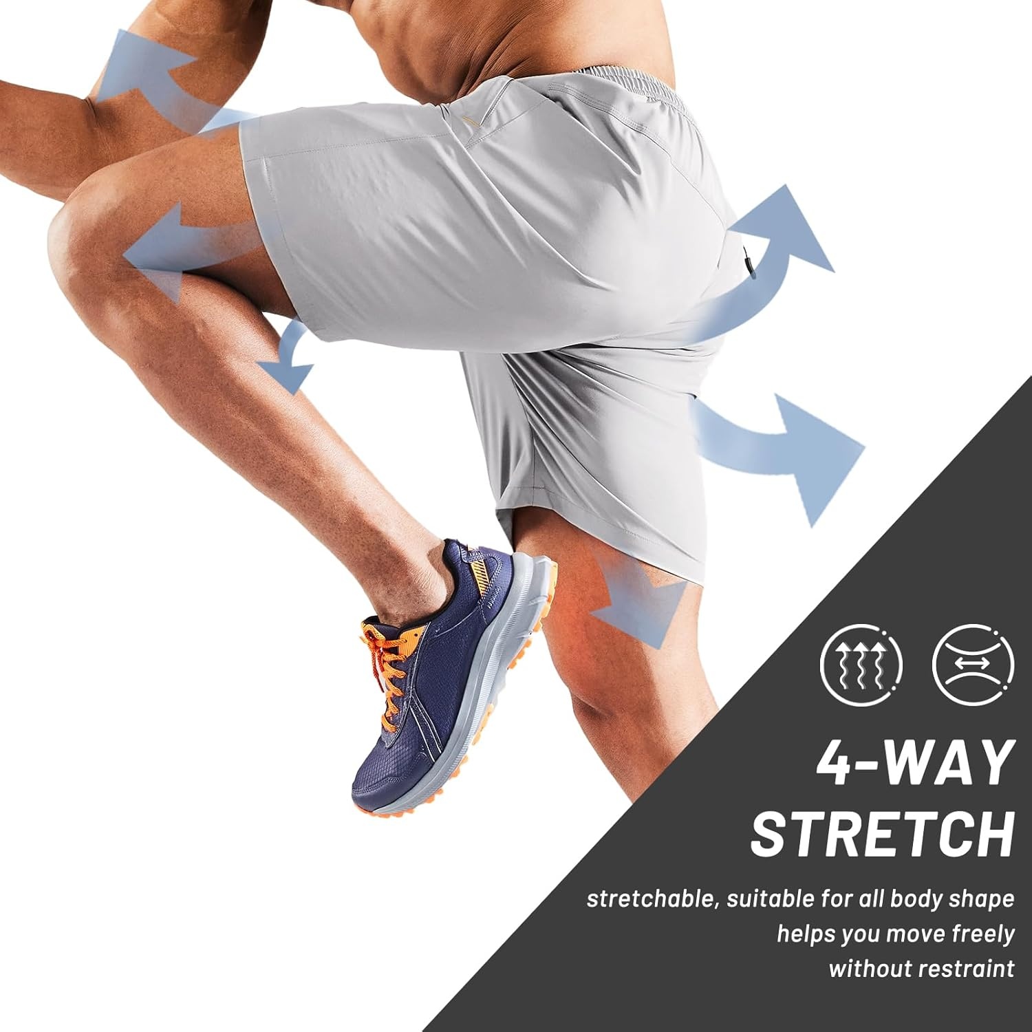 image:imageMIER Mens Quick Dry Running Shorts with Zipper Pocket Elastic Waist Athletic Workout Exercise ShortsPack Blacklight Grey