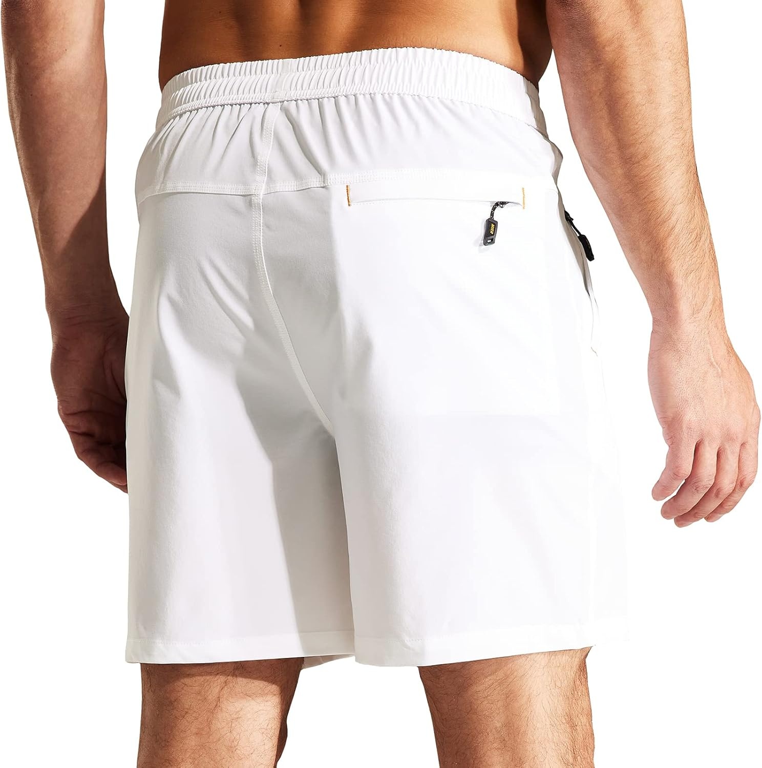 image:imageMIER Mens Quick Dry Running Shorts with Zipper Pocket Elastic Waist Athletic Workout Exercise ShortsWhite