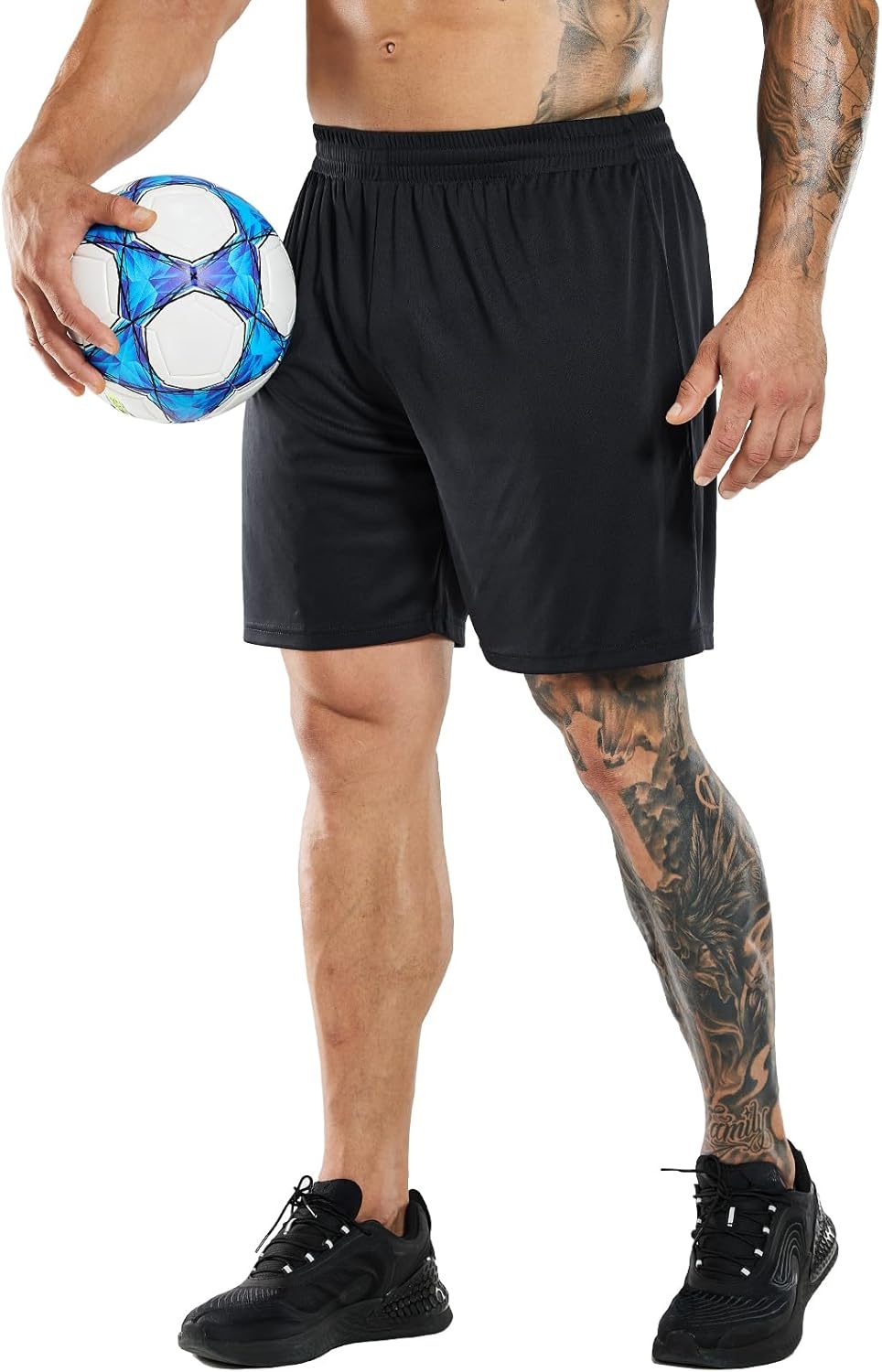image:imageMIER Mens QuickDry AthleticSoccerBasketball Shorts Without Pockets No Liner Running Workout Training Active ShortsBlack