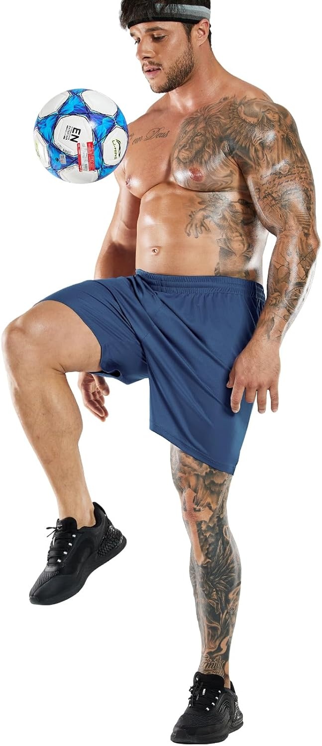 image:imageMIER Mens QuickDry AthleticSoccerBasketball Shorts Without Pockets No Liner Running Workout Training Active ShortsDark Blue