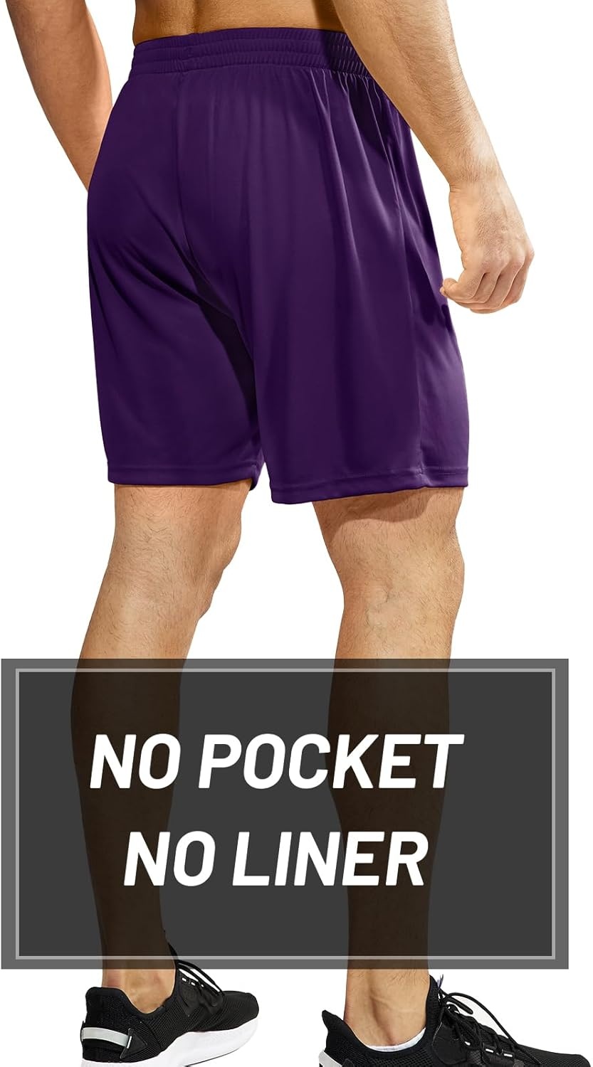 image:imageMIER Mens QuickDry AthleticSoccerBasketball Shorts Without Pockets No Liner Running Workout Training Active ShortsDeep Purple