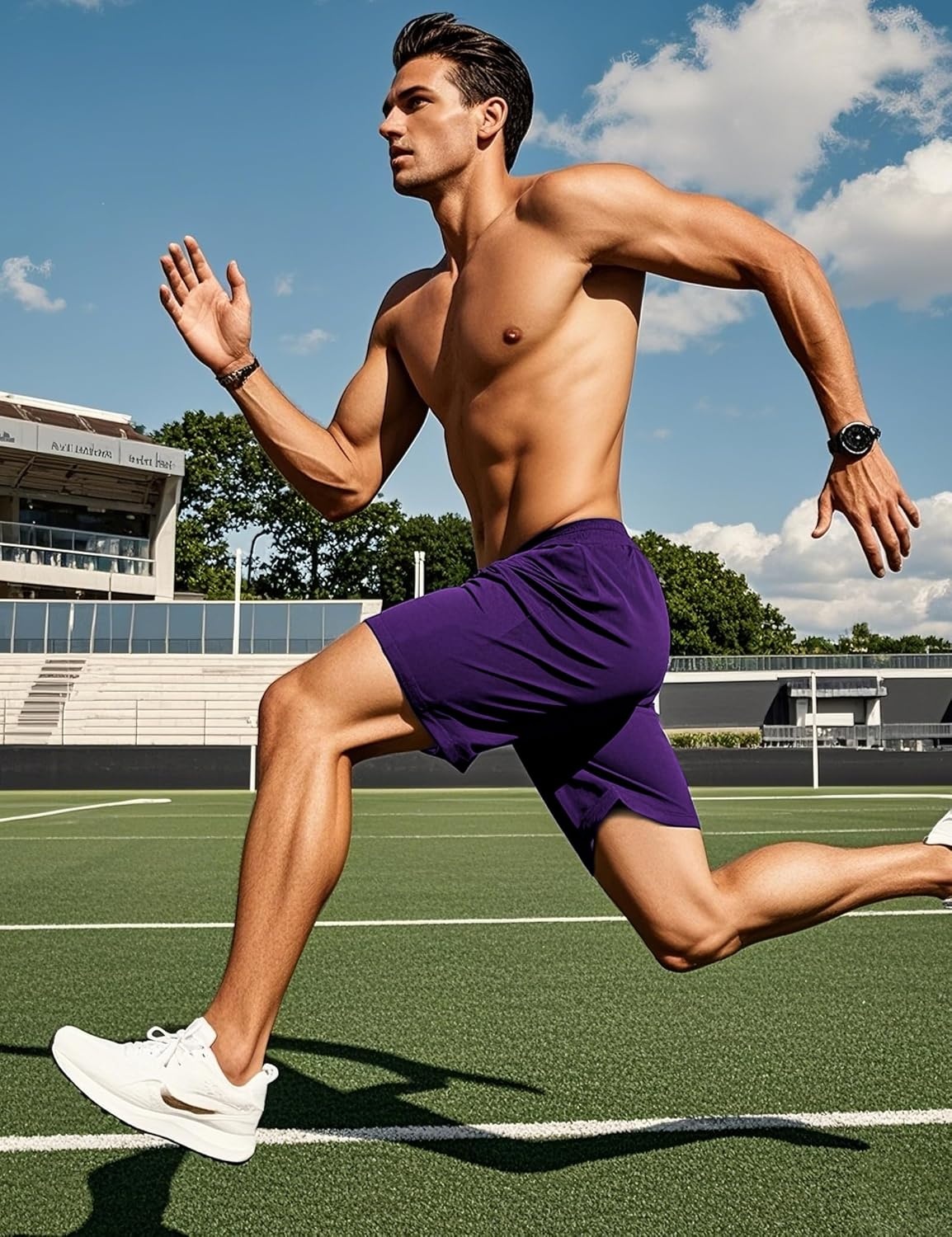image:imageMIER Mens QuickDry AthleticSoccerBasketball Shorts Without Pockets No Liner Running Workout Training Active ShortsDeep Purple