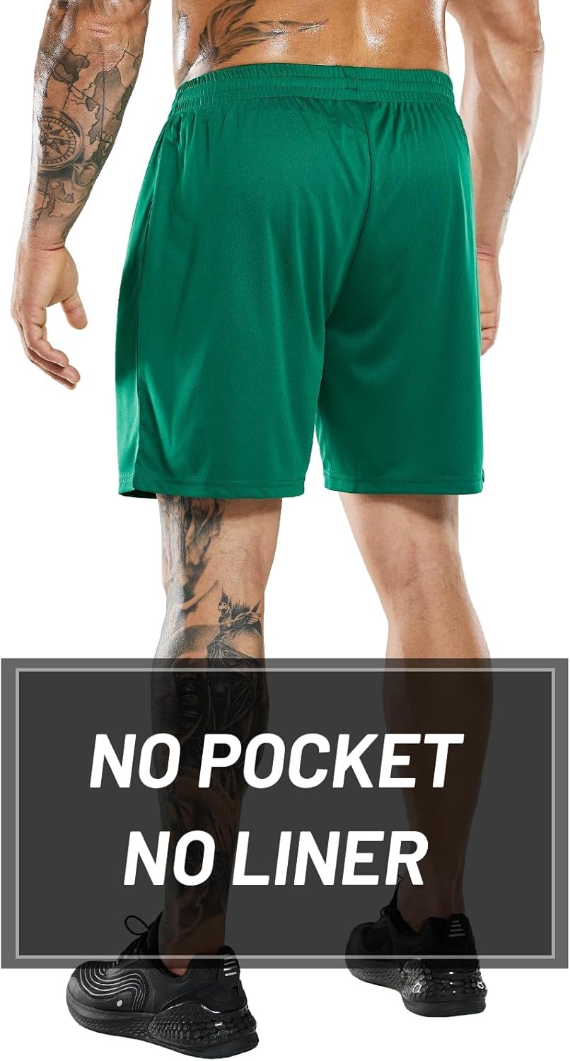 image:imageMIER Mens QuickDry AthleticSoccerBasketball Shorts Without Pockets No Liner Running Workout Training Active ShortsGreen