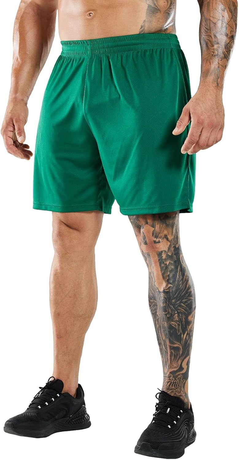 image:imageMIER Mens QuickDry AthleticSoccerBasketball Shorts Without Pockets No Liner Running Workout Training Active ShortsGreen