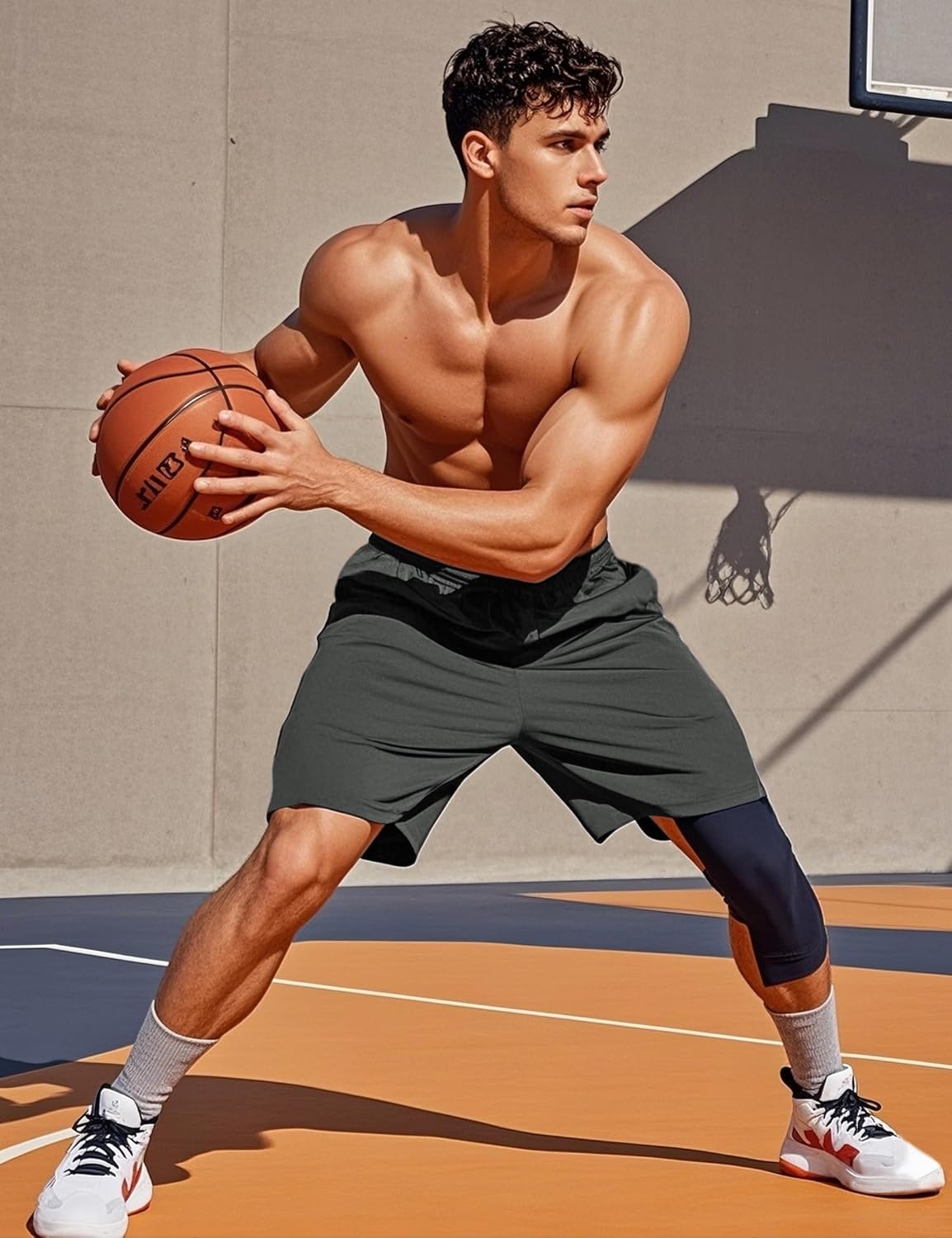 image:imageMIER Mens QuickDry AthleticSoccerBasketball Shorts Without Pockets No Liner Running Workout Training Active ShortsGrey