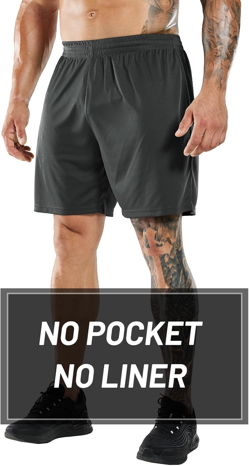 image:imageMIER Mens QuickDry AthleticSoccerBasketball Shorts Without Pockets No Liner Running Workout Training Active ShortsGrey