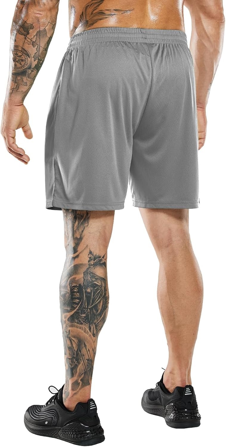image:imageMIER Mens QuickDry AthleticSoccerBasketball Shorts Without Pockets No Liner Running Workout Training Active ShortsLight Grey
