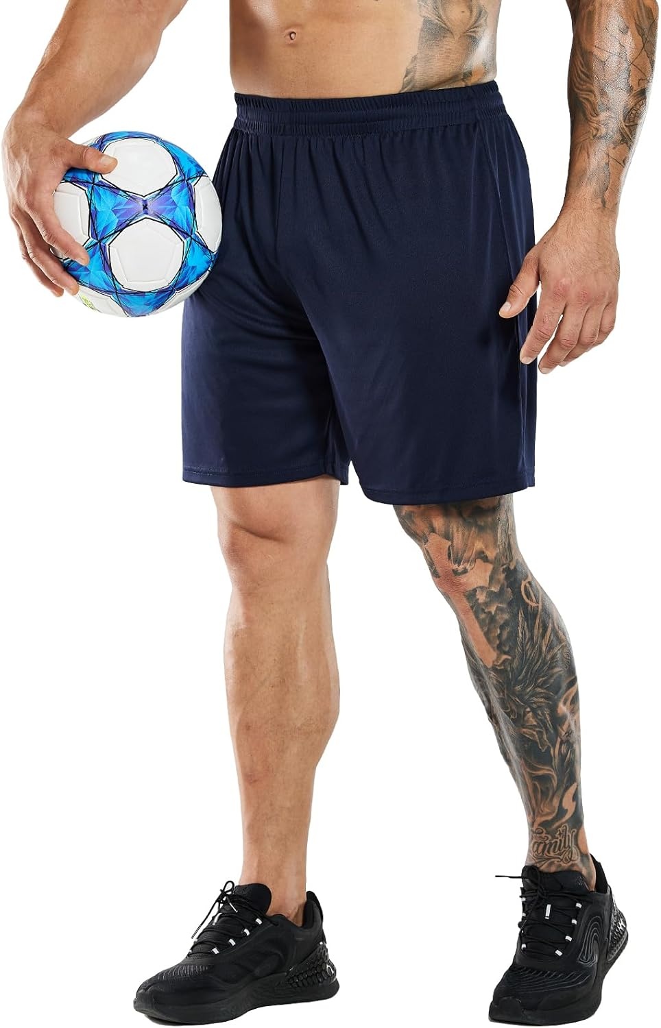 image:imageMIER Mens QuickDry AthleticSoccerBasketball Shorts Without Pockets No Liner Running Workout Training Active ShortsNavy