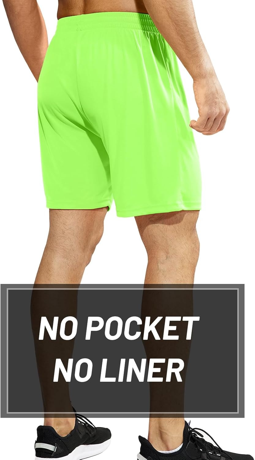 image:imageMIER Mens QuickDry AthleticSoccerBasketball Shorts Without Pockets No Liner Running Workout Training Active ShortsNeon Green
