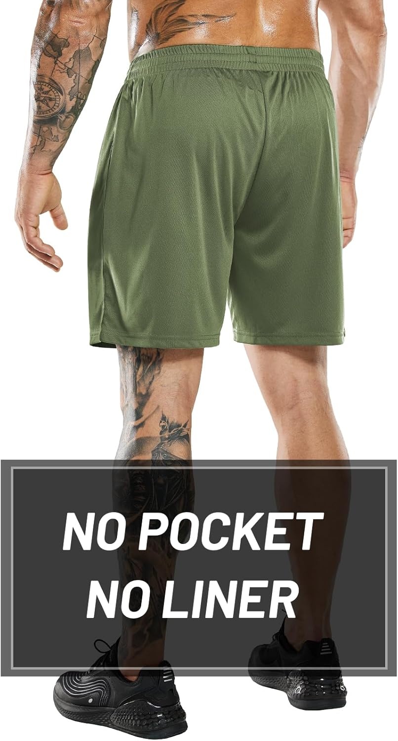 image:imageMIER Mens QuickDry AthleticSoccerBasketball Shorts Without Pockets No Liner Running Workout Training Active ShortsOlive