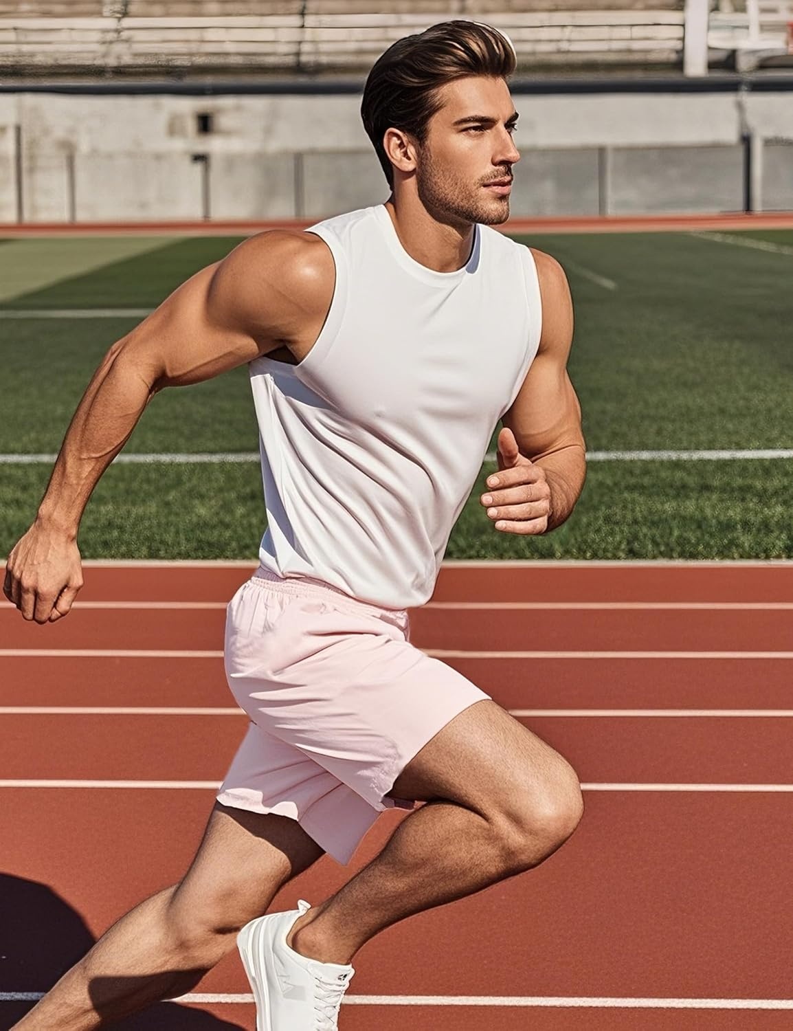 image:imageMIER Mens QuickDry AthleticSoccerBasketball Shorts Without Pockets No Liner Running Workout Training Active ShortsPink