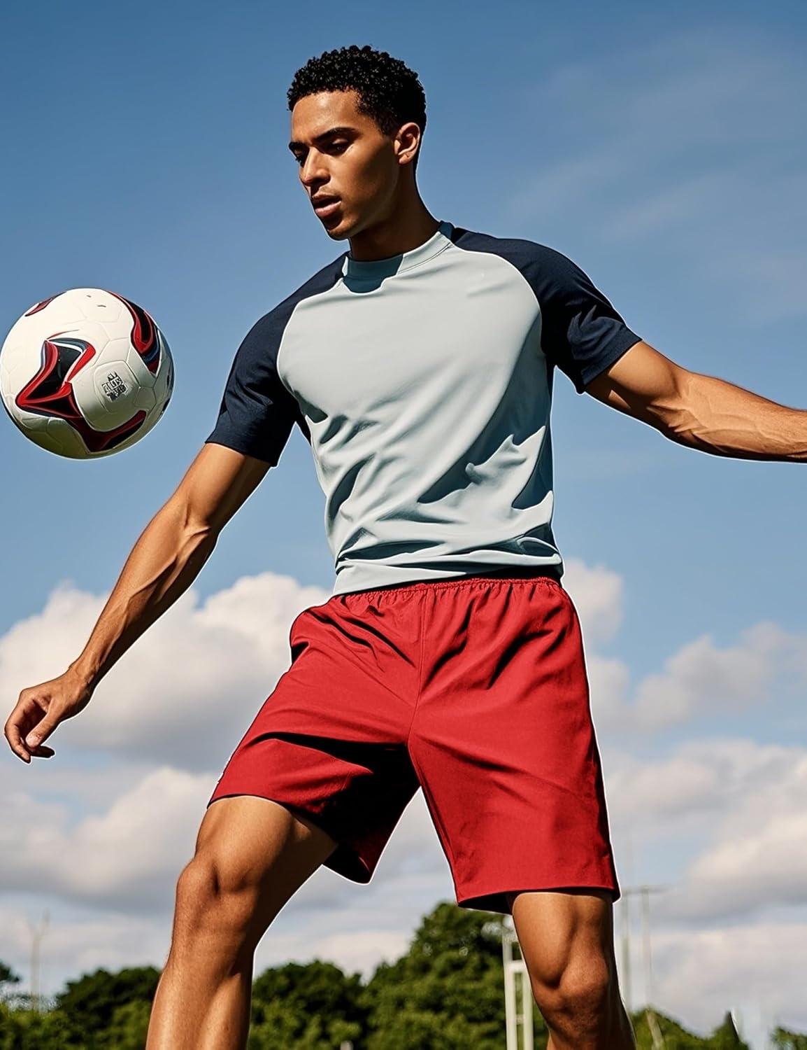 image:imageMIER Mens QuickDry AthleticSoccerBasketball Shorts Without Pockets No Liner Running Workout Training Active ShortsRed
