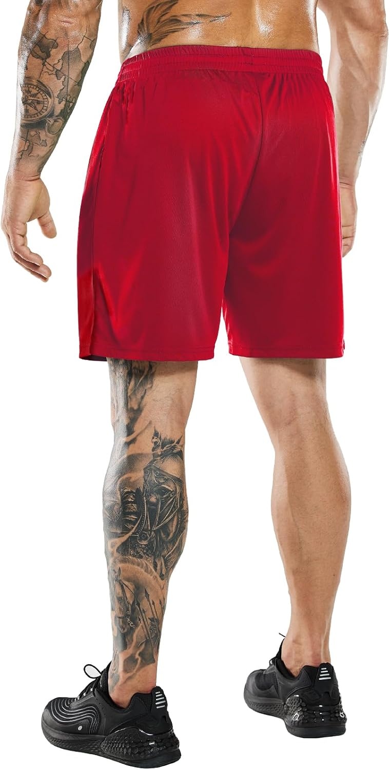 image:imageMIER Mens QuickDry AthleticSoccerBasketball Shorts Without Pockets No Liner Running Workout Training Active ShortsRed