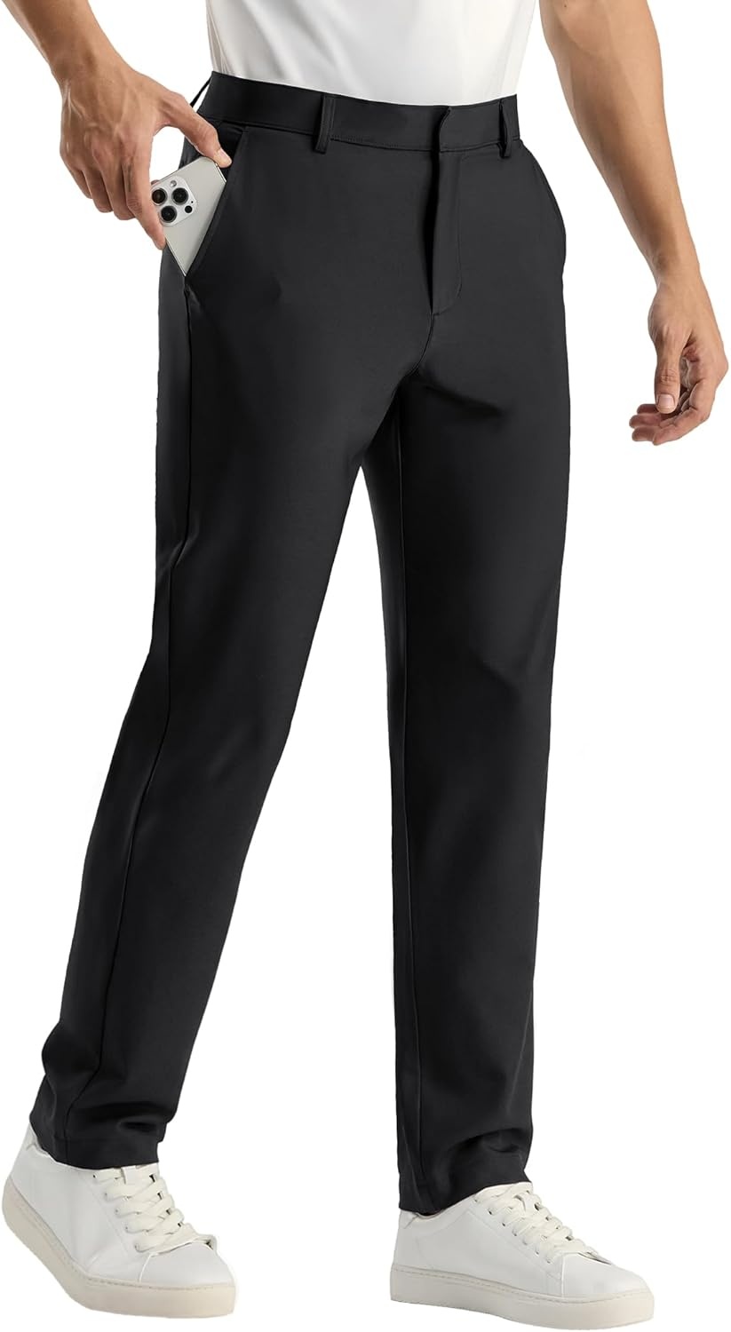 image:imageMIER Mens Stretch Golf Pants 30 Lightweight Work Dress Pants Classic Fit Casual Slacks Business Trousers with PocketsBlack