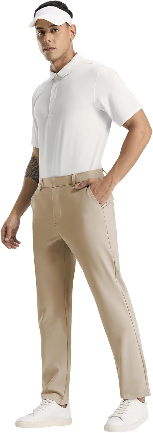 image:imageMIER Mens Stretch Golf Pants 30 Lightweight Work Dress Pants Classic Fit Casual Slacks Business Trousers with PocketsLight Khaki