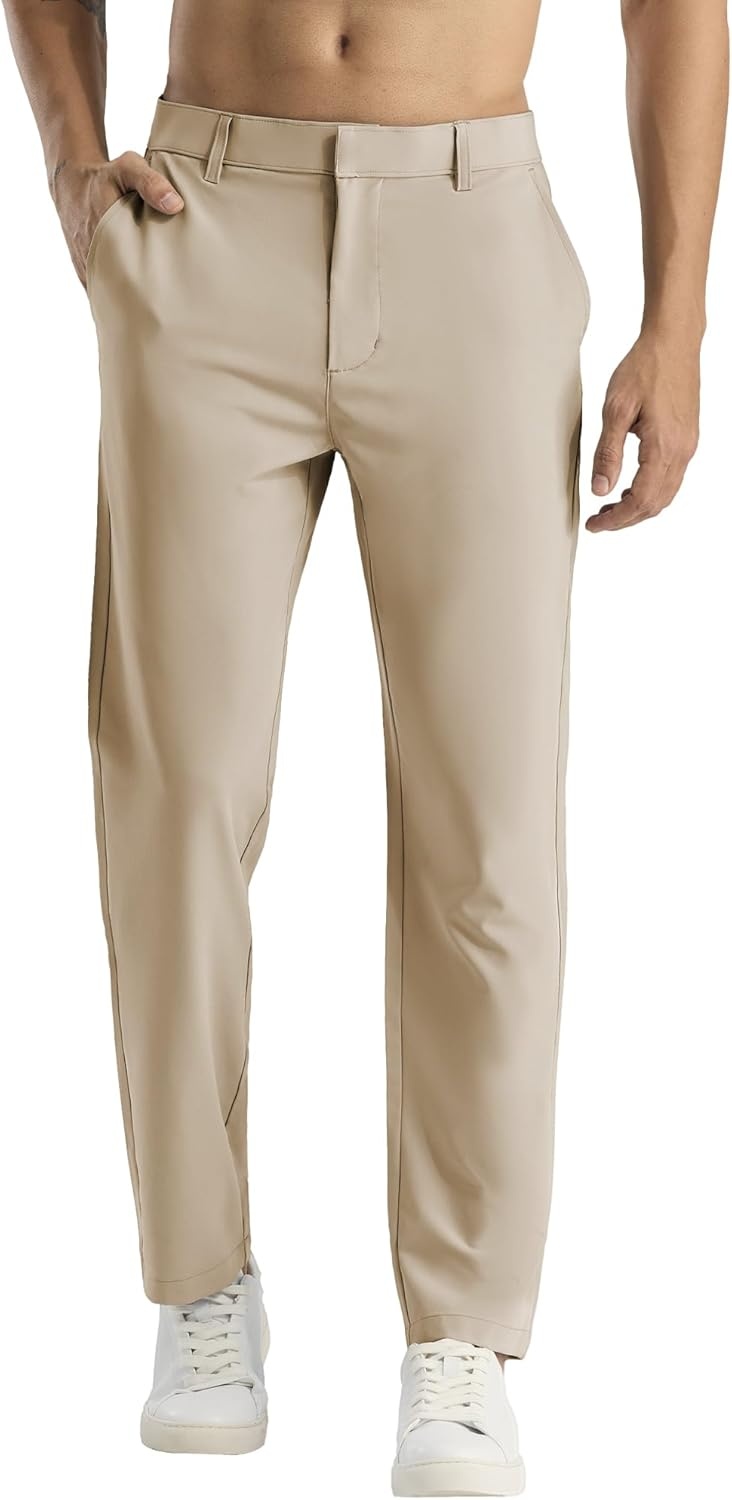 image:imageMIER Mens Stretch Golf Pants 30 Lightweight Work Dress Pants Classic Fit Casual Slacks Business Trousers with PocketsLight Khaki