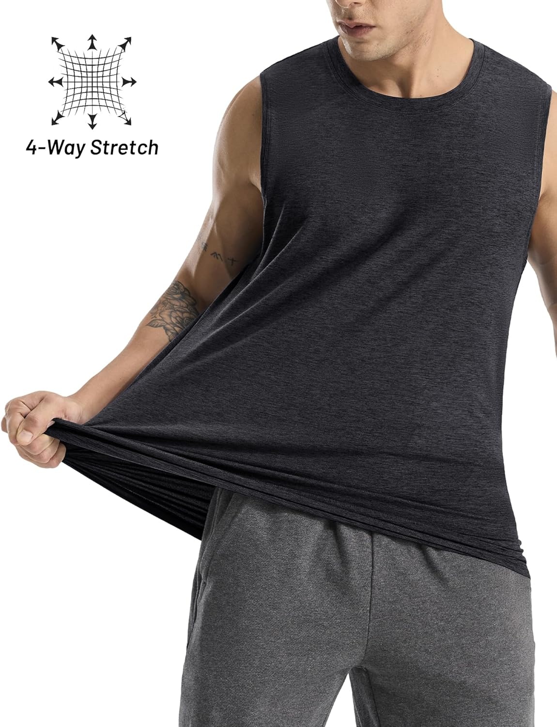 image:imageMIER Mens Tank Tops Quick Dry Workout Sleeveless Muscle Shirts Summer Gym Running Athletic Casual Tee Shirts UltraSoftHeather Black