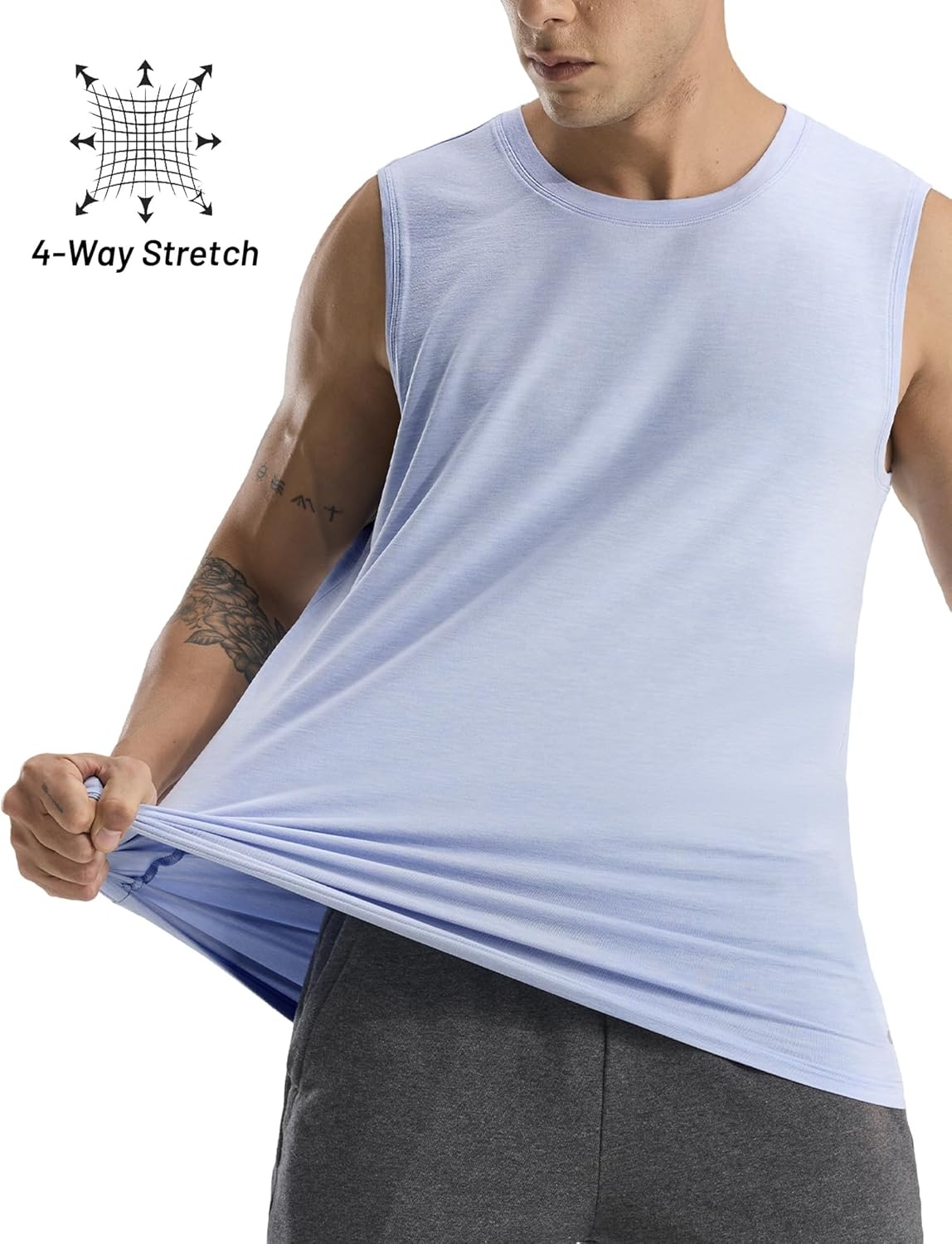 image:imageMIER Mens Tank Tops Quick Dry Workout Sleeveless Muscle Shirts Summer Gym Running Athletic Casual Tee Shirts UltraSoftHeather Blue