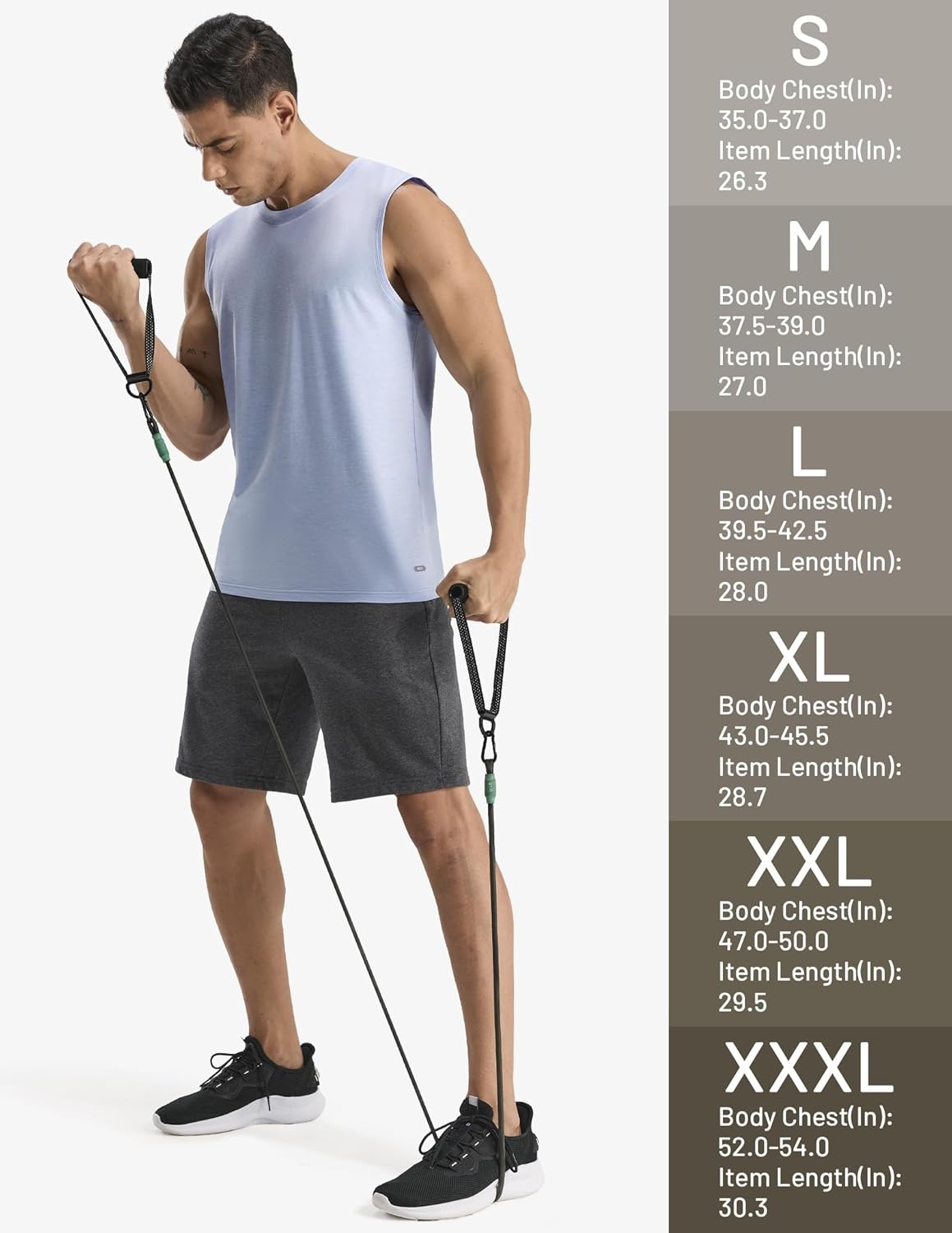 image:imageMIER Mens Tank Tops Quick Dry Workout Sleeveless Muscle Shirts Summer Gym Running Athletic Casual Tee Shirts UltraSoftHeather Blue