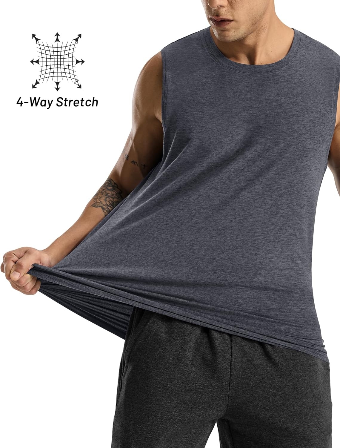image:imageMIER Mens Tank Tops Quick Dry Workout Sleeveless Muscle Shirts Summer Gym Running Athletic Casual Tee Shirts UltraSoftHeather Charcoal