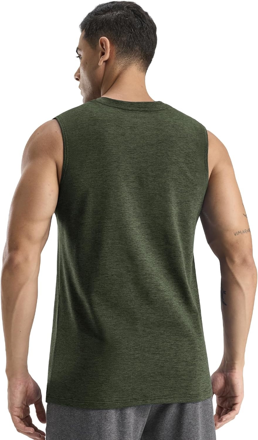 image:imageMIER Mens Tank Tops Quick Dry Workout Sleeveless Muscle Shirts Summer Gym Running Athletic Casual Tee Shirts UltraSoftHeather Dark Green