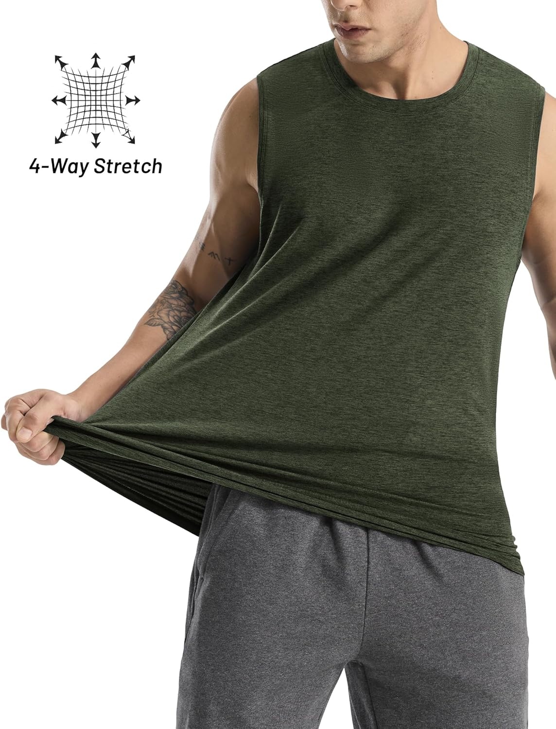 image:imageMIER Mens Tank Tops Quick Dry Workout Sleeveless Muscle Shirts Summer Gym Running Athletic Casual Tee Shirts UltraSoftHeather Dark Green