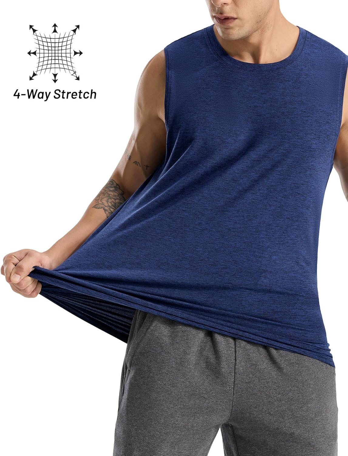 image:imageMIER Mens Tank Tops Quick Dry Workout Sleeveless Muscle Shirts Summer Gym Running Athletic Casual Tee Shirts UltraSoftHeather Navy