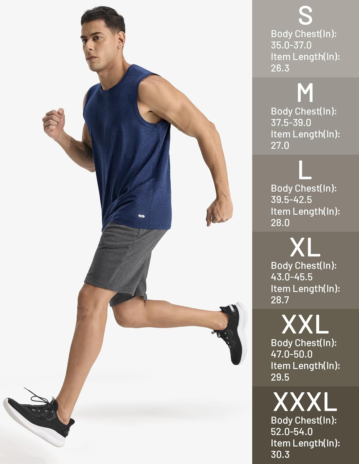 image:imageMIER Mens Tank Tops Quick Dry Workout Sleeveless Muscle Shirts Summer Gym Running Athletic Casual Tee Shirts UltraSoftHeather Navy