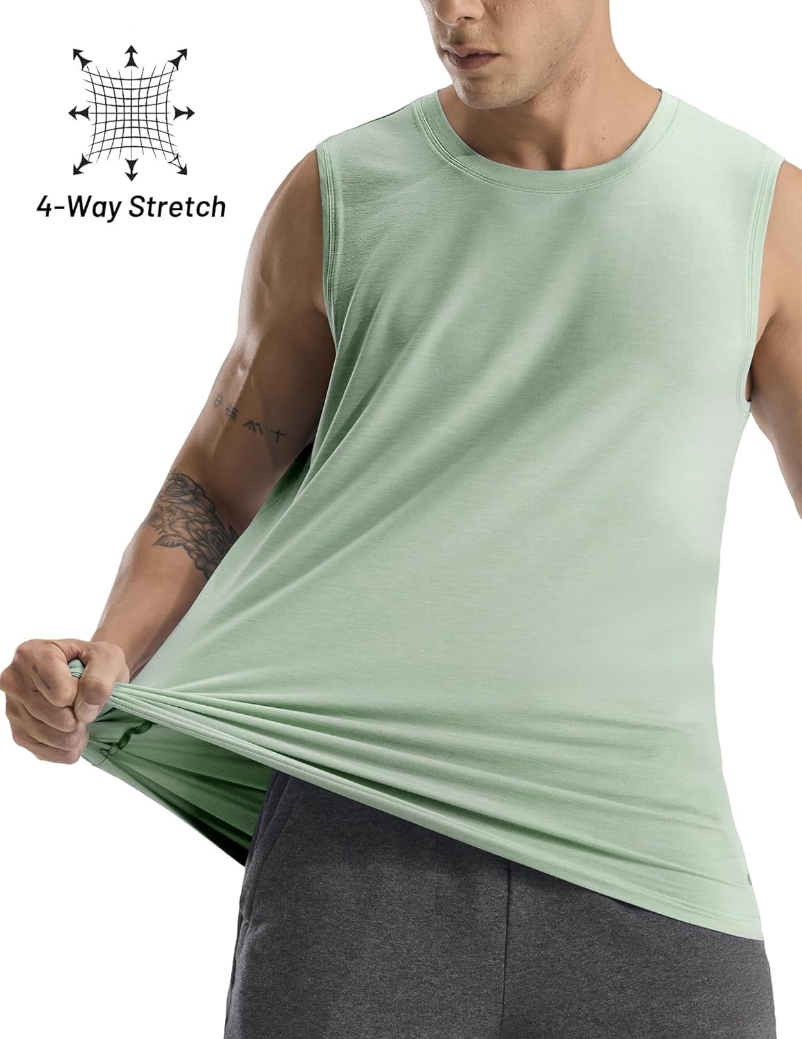 image:imageMIER Mens Tank Tops Quick Dry Workout Sleeveless Muscle Shirts Summer Gym Running Athletic Casual Tee Shirts UltraSoftHeather Sage Green