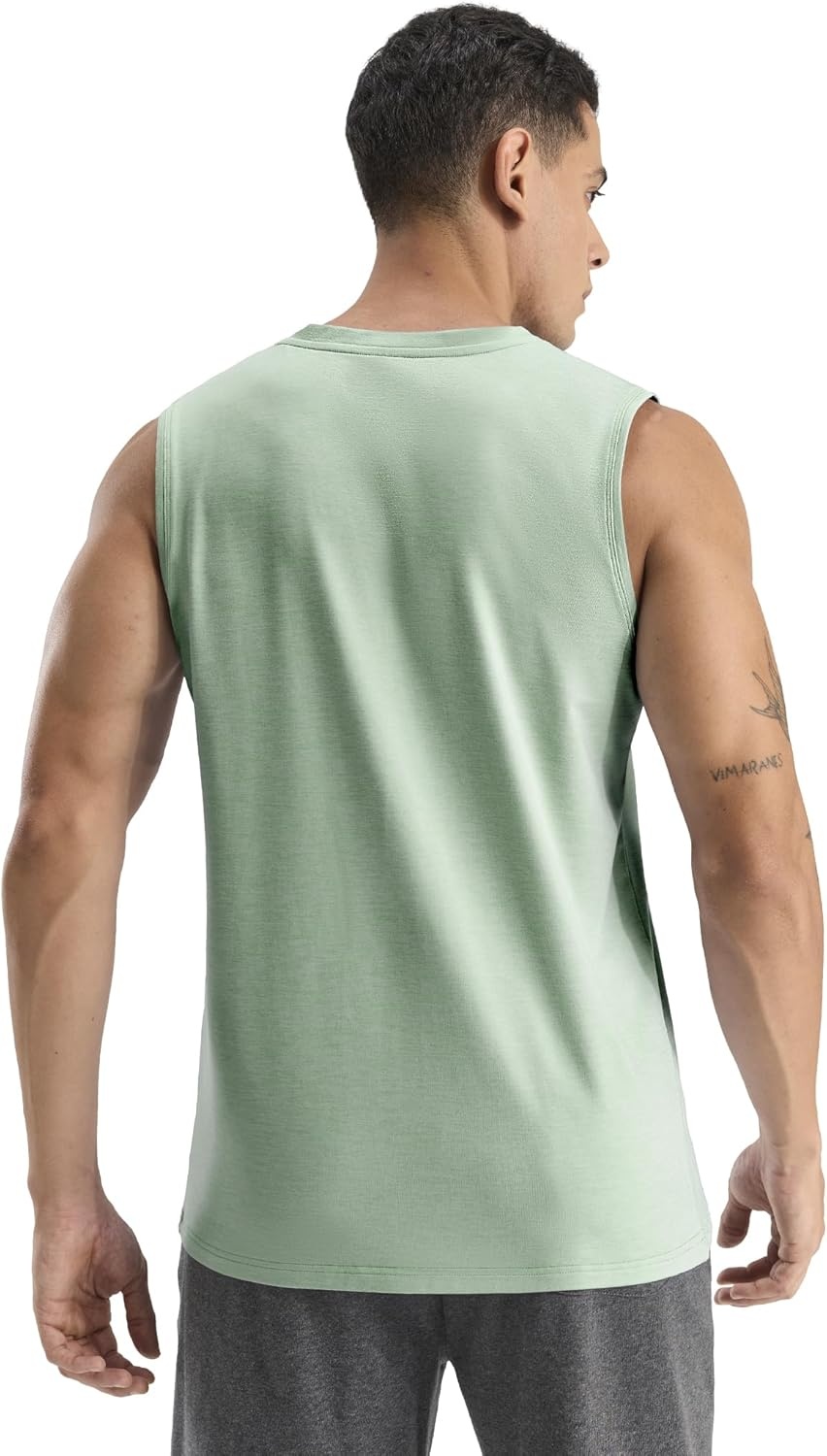 image:imageMIER Mens Tank Tops Quick Dry Workout Sleeveless Muscle Shirts Summer Gym Running Athletic Casual Tee Shirts UltraSoftHeather Sage Green
