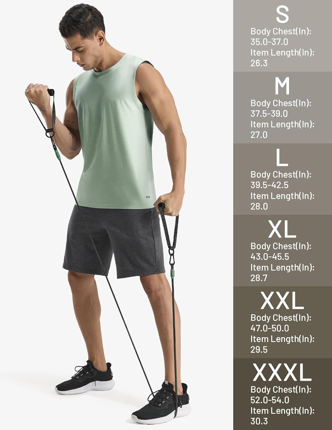 image:imageMIER Mens Tank Tops Quick Dry Workout Sleeveless Muscle Shirts Summer Gym Running Athletic Casual Tee Shirts UltraSoftHeather Sage Green