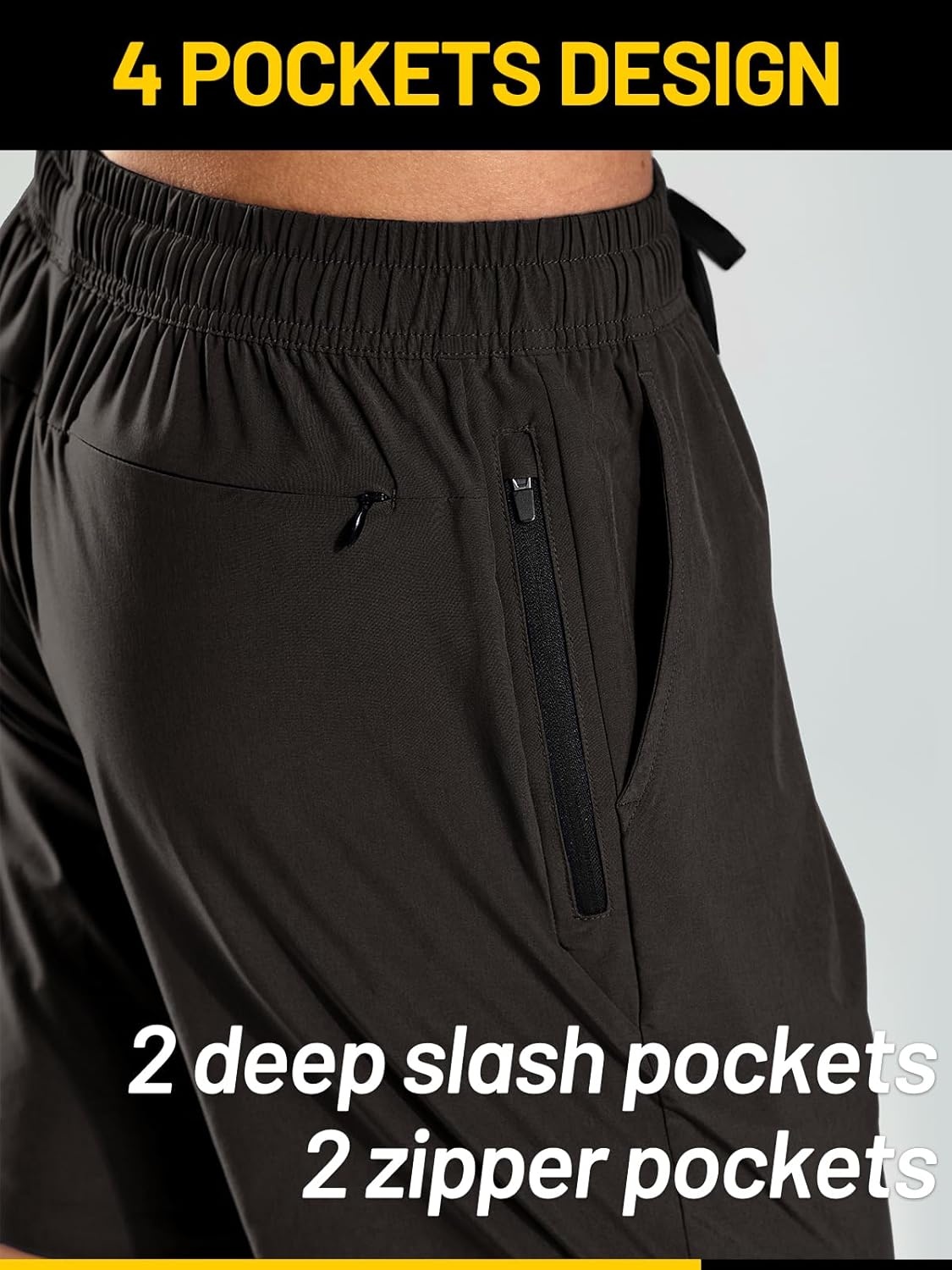 image:imageMIER Mens Workout Running Shorts 7 Inch Lightweight Athletic with Zipper Pockets No Liner QuickDry Gym Active ShortsBlack