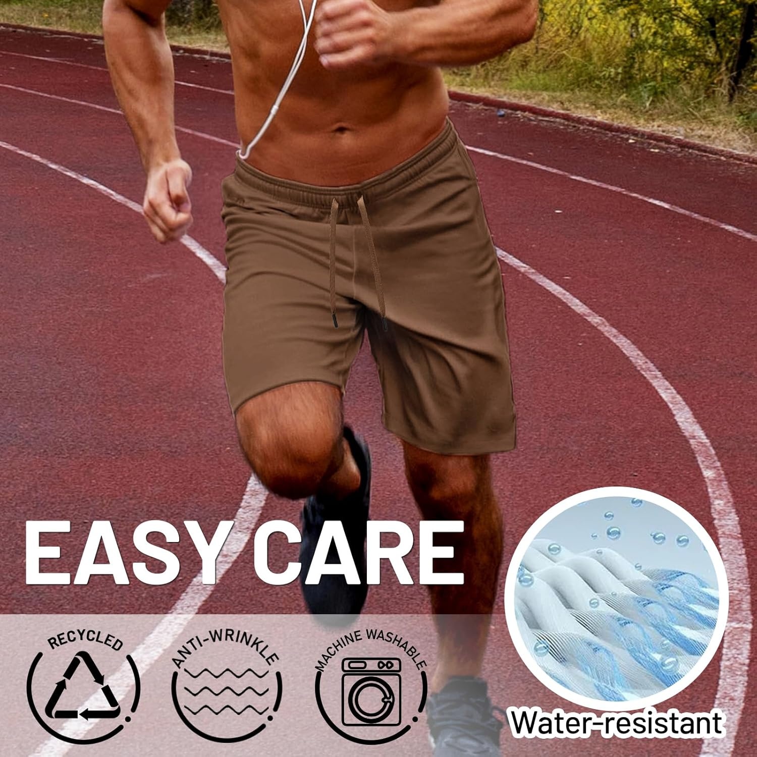 image:imageMIER Mens Workout Running Shorts 7 Inch Lightweight Athletic with Zipper Pockets No Liner QuickDry Gym Active ShortsBrown